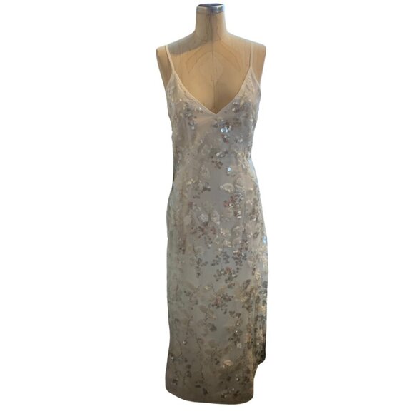 Never Fully Dressed Womens White Sansa Sequin Spaghetti Strap Slip Dress Size 4 - Picture 3 of 15